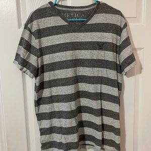 American Eagle striped v-neck shirt - large